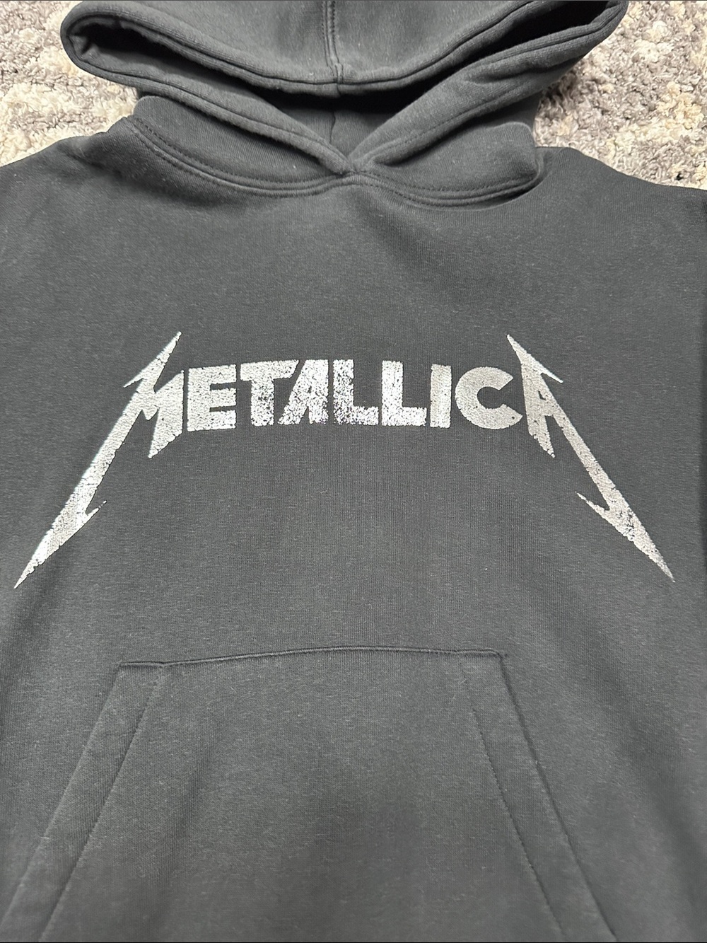 Zara Metallica Black Logo Hoodie Kid’s sz. 8-9 - Picture 2 of 7